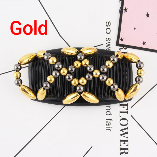 Beaded Stretchy Easy Magic Hair Comb Elastic Double Hair Clip Hair Accessories