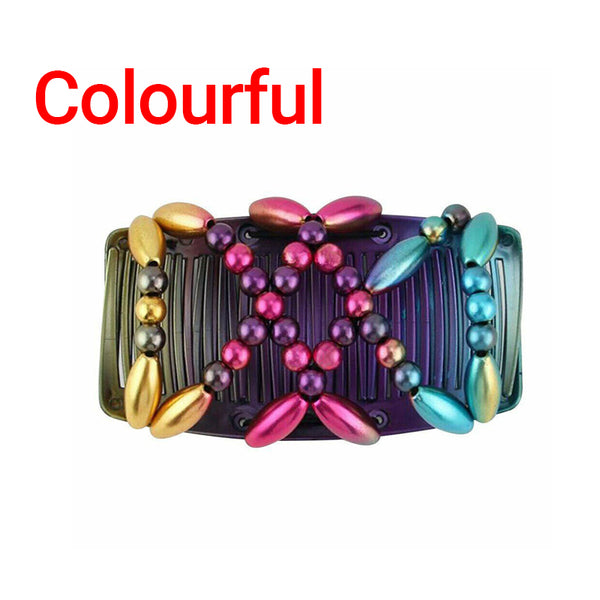 Beaded Stretchy Easy Magic Hair Comb Elastic Double Hair Clip Hair Accessories