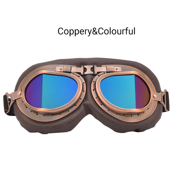 Vintage Pilot Motorcycle Racing Goggles Aviator Retro ATV UTV Dirt Bike Eyewear