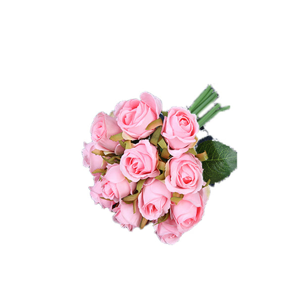 12 Heads Silk Rose Artificial Flowers Fake Bouquet Buch Home Wedding Party Decor