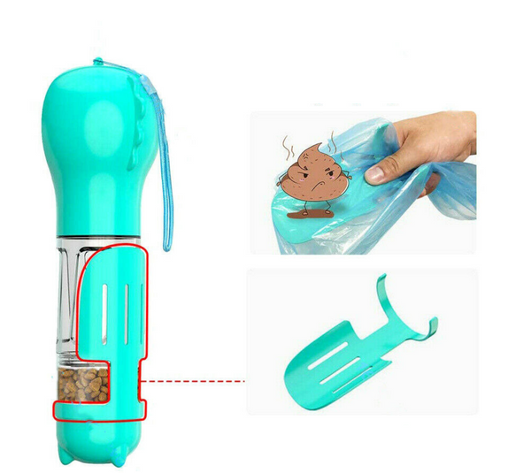 4 in1 Pet Feeder Dog Cat Puppy Water Bottle Cup Travel Pooper Scooper Outdoor - Lets Party