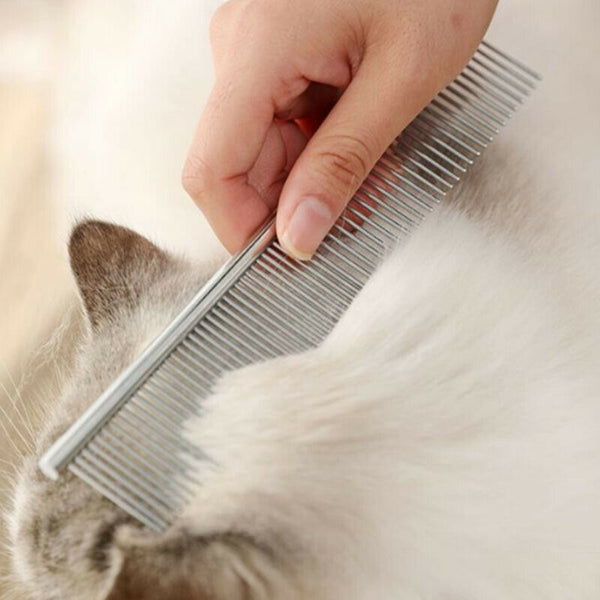 Stainless Steel Teeth Metal Comb Brush Pet Cat Dog Hair Grooming Trimmer Round - Lets Party