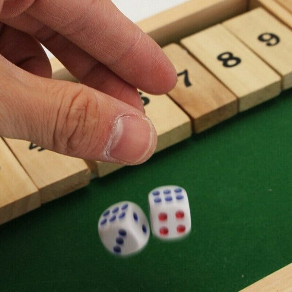 Shut the Box Board Game Wooden 10 Number Bar Drinking Games Dice 4 X Players AUS - Lets Party