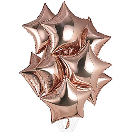 45cm Rose Gold Foil Balloons Heart Star Wedding Birthday Party Helium Balloon  - Lets Party