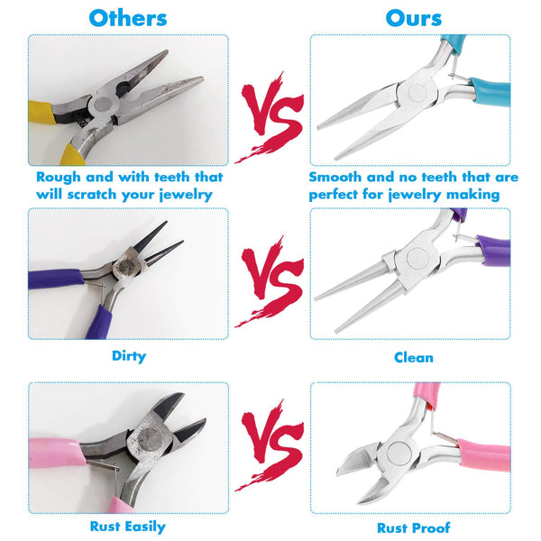 3x Beading Jewelry Making Tools Wire Cutter Mini Pliers Set Jewellery Repair Kit - Lets Party