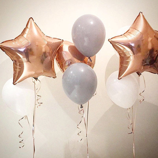45cm Rose Gold Foil Balloons Heart Star Wedding Birthday Party Helium Balloon  - Lets Party