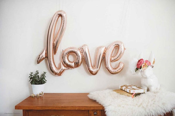45cm HEART 102cm JUMBO LOVE Foil Balloon Balloons Script Wedding Party Decor - Lets Party
