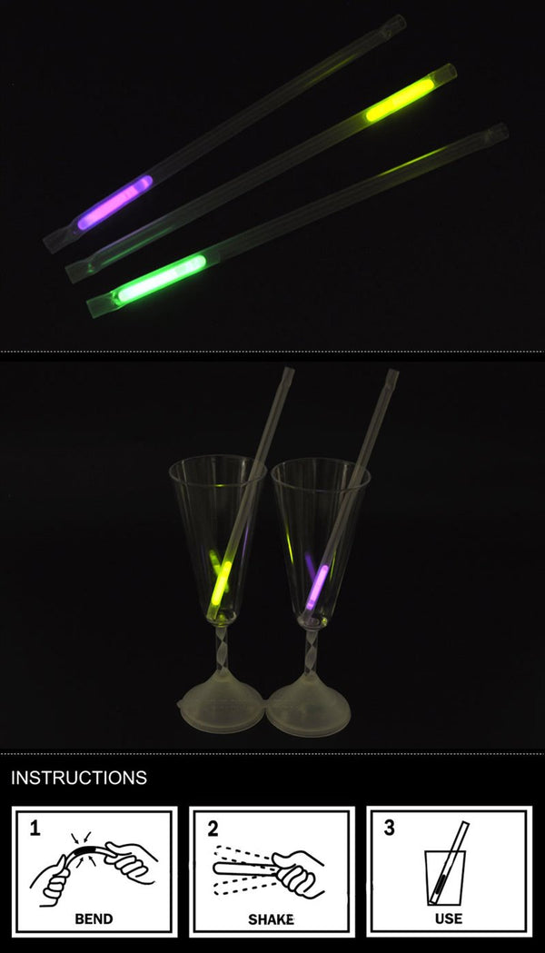 30-1000x Fluorescent Glow Sticks Straws Night Club Bar KTV Cheering Props Lumino - Lets Party