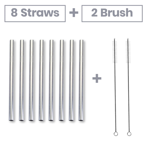 Thick Shake Milkshake Stainless Steel Straws Reusable Metal Drinking Straw Brush - Lets Party