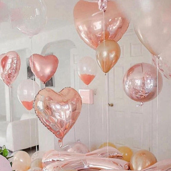 45cm Rose Gold Foil Balloons Heart Star Wedding Birthday Party Helium Balloon  - Lets Party