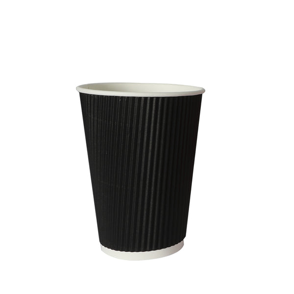 100 Pcs 12oz Disposable Takeaway Coffee Paper Cups Triple Wall Take Away w Lids - Lets Party