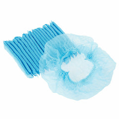 100x Blue Disposable Hair Net Cap Non Woven Anti Dust Stretch Elastic Work Hat Cover