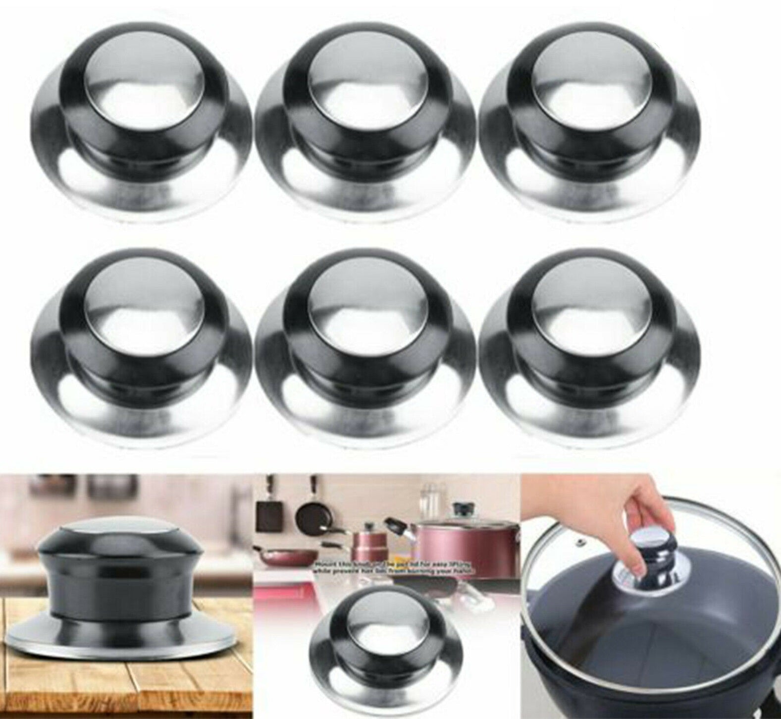 6pcs Kitchen Cookware Pot Saucepan Replacement Pan Lid Hand Grip Knob Handle Set - Lets Party