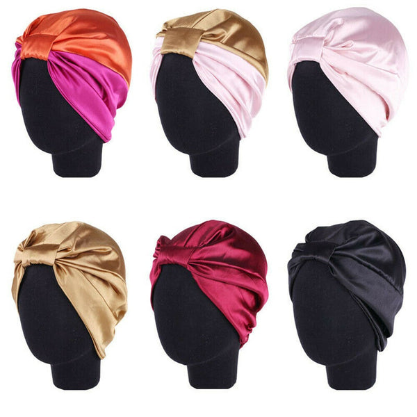 Womens Imitated Silk Sleeping Cap Sleep Hat Night Hair Styling Care Bonnet Wrap - Lets Party
