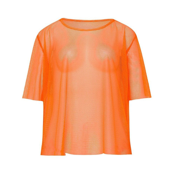 Ladies String Vest Mash Top 80s Costume Net Neon Punk Rocker Fishnet T Shirt - Lets Party