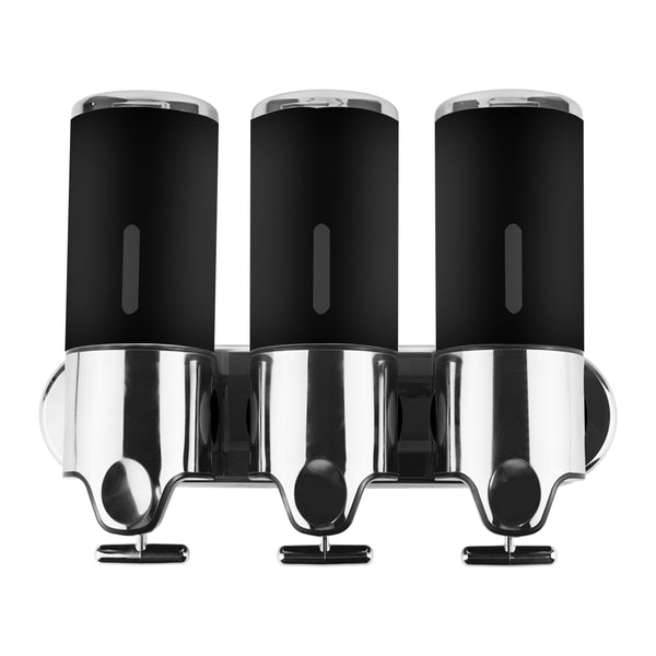 3 Bottles Bathroom Shower Soap Shampoo Gel Dispenser Pump Wall 1500ml Black - Lets Party