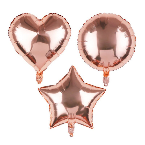 45cm Rose Gold Foil Balloons Heart Star Wedding Birthday Party Helium Balloon  - Lets Party