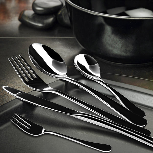 Stainless Steel Cutlery Set Travel Knife Fork Spoon Black Child Tableware 30pcsc - Lets Party