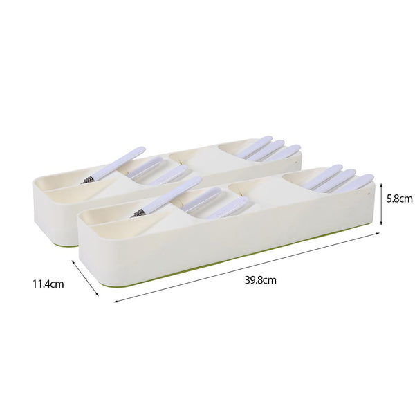 Cutlery Organiser Drying Tray Kitchen Drawer Organizer Spoon Divider Box x2 - Lets Party