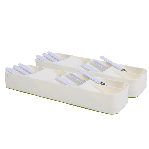 Cutlery Organiser Drying Tray Kitchen Drawer Organizer Spoon Divider Box x2 - Lets Party