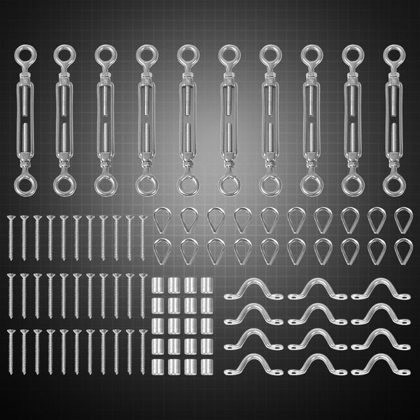 Traderight Wire Rope DIY Balustrade Kit 10 Set Stainless Steel Grade316 Eye/Eye - Lets Party