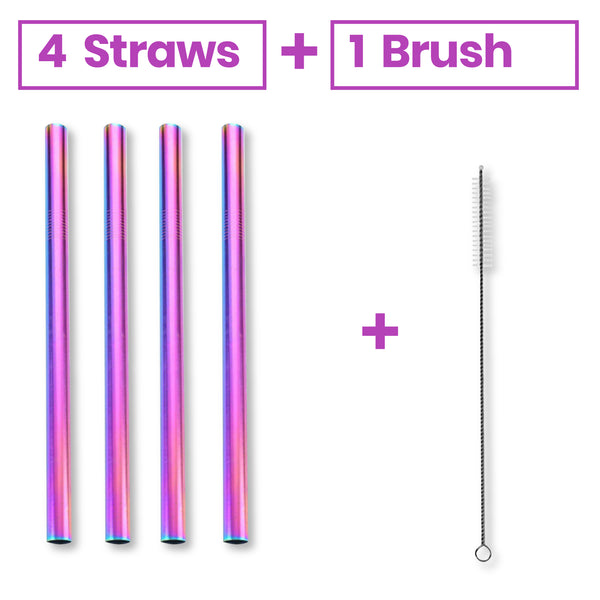 Thick Shake Milkshake Stainless Steel Straws Reusable Metal Drinking Straw Brush - Lets Party