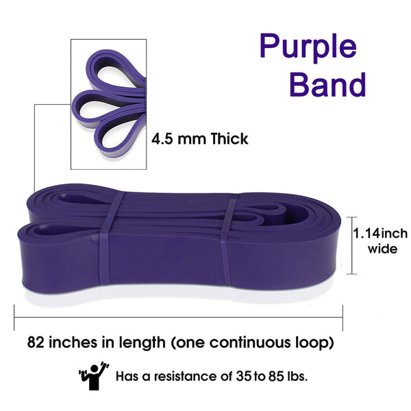 Resistance Band Heavy Duty Exercise Fitness Workout Band Purple 35-85lbs - Lets Party