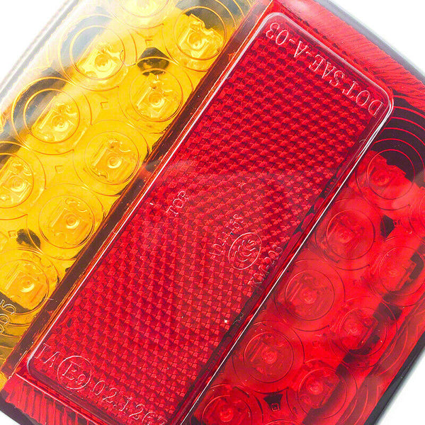 2x SQUARE TRAILER TAIL TAILER LIGHT STOP INDICATOR LIGHTS LED LAMP +NUMBER PLATE - Lets Party