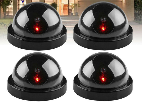 4x Dummy Fake Camera Surveillance CCTV Security Dome Camera Flashing LED Light - Lets Party