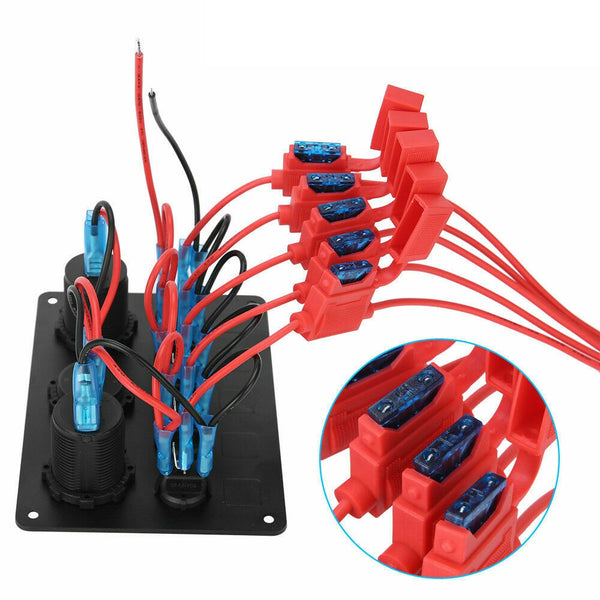 5 Gang 12V Switch Panel Control USB ON-OFF Rocker Toggle For Car Boat Marine New - Lets Party