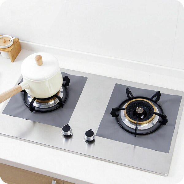 4X Reusable Stove Clean Mat Kitchen Foil Gas Oil Protector Liner Burner Cover  - Lets Party