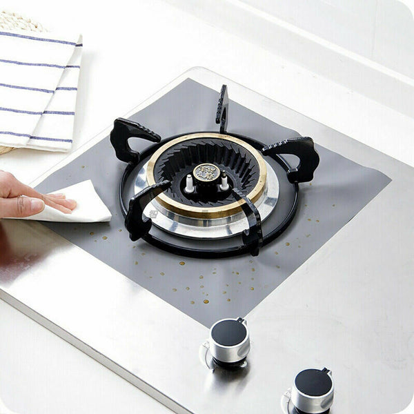 4X Reusable Stove Clean Mat Kitchen Foil Gas Oil Protector Liner Burner Cover  - Lets Party