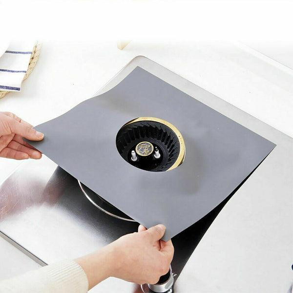 4X Reusable Stove Clean Mat Kitchen Foil Gas Oil Protector Liner Burner Cover  - Lets Party