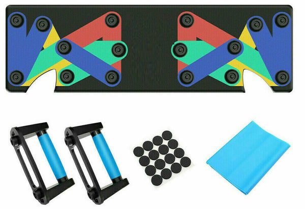 9 in1 Push Up Board Yoga Bands Fitness Workout Train Gym Exercise Pushup Stands - Lets Party
