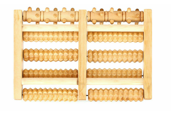 LARGE Wooden Foot Pain Massager 5 Roller Care Reflexology Relax Stress Relief - Lets Party