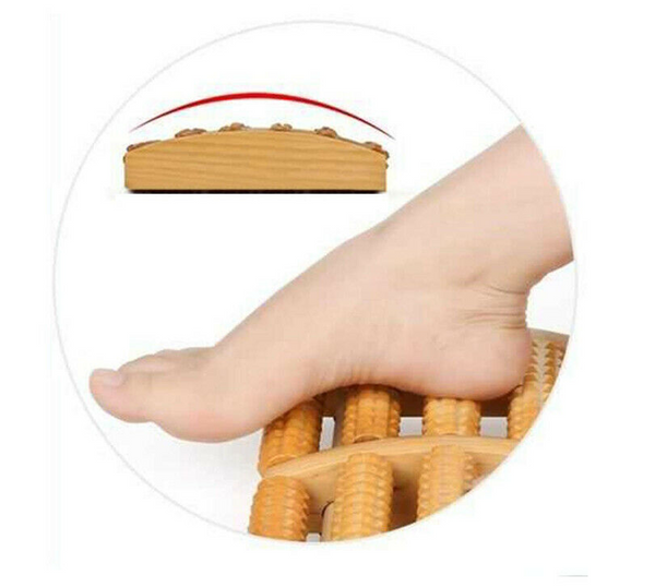 LARGE Wooden Foot Pain Massager 5 Roller Care Reflexology Relax Stress Relief - Lets Party