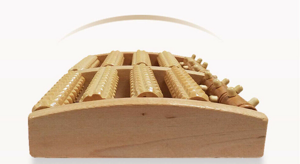 LARGE Wooden Foot Pain Massager 5 Roller Care Reflexology Relax Stress Relief - Lets Party