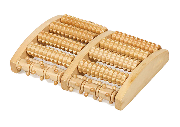 LARGE Wooden Foot Pain Massager 5 Roller Care Reflexology Relax Stress Relief - Lets Party