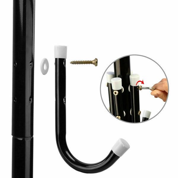 12 Hook Coat Hanger Stand 3-Tier Hat Clothes Rack Metal Tree Style Storage Black - Lets Party