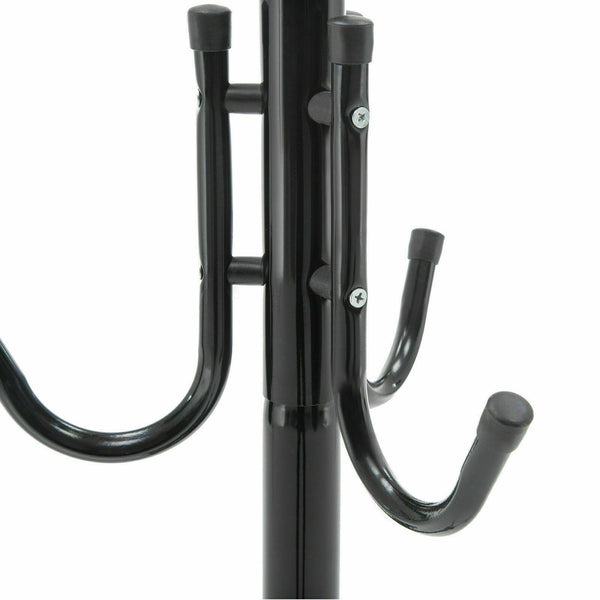 12 Hook Coat Hanger Stand 3-Tier Hat Clothes Rack Metal Tree Style Storage Black - Lets Party