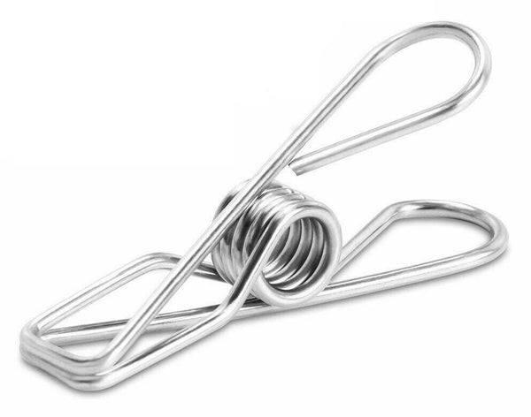Stainless Steel Clothes Pegs 100X Hanging Clips Pins Laundry Windproof Clamp - Lets Party