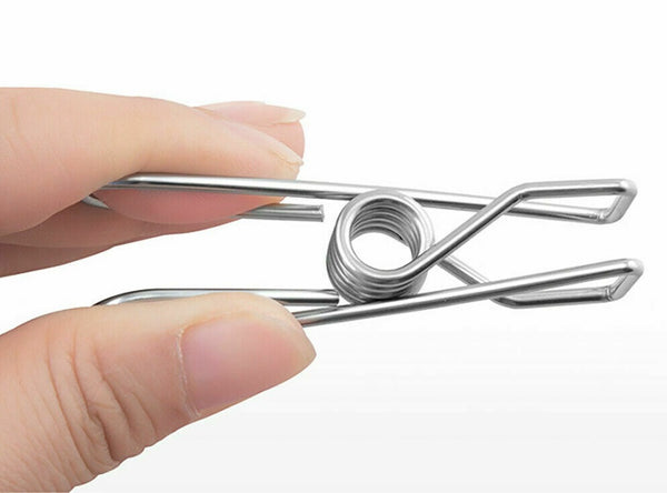Stainless Steel Clothes Pegs 100X Hanging Clips Pins Laundry Windproof Clamp - Lets Party