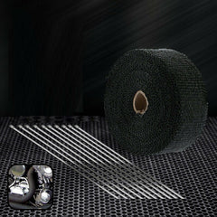 Heat Resistant 2000F Exhaust Wrap Black 15M*50mm + 10 Stainless Steel Ties