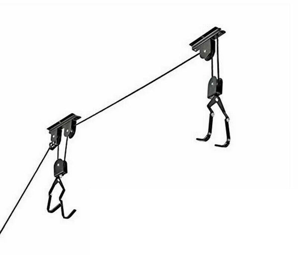 Bike Bicycle Lift Ceiling Mounted Hoist Storage Garage Hanger Rack Metal Pulley - Lets Party
