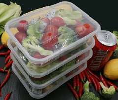 100x Takeaway Food Containers 500ml Plastic Lids Take away Storage Boxes Bulk