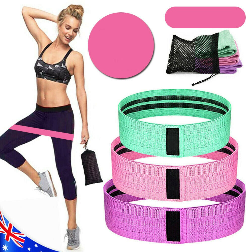 Resistance Booty Bands Set-3 Hip Circle Loop Bands Workout Exercise Guide & Bag - Lets Party
