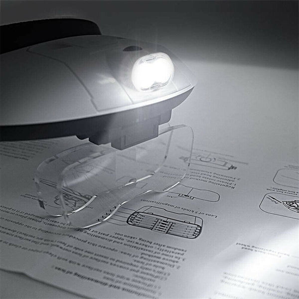 Head Mounted Magnifier Lens Lamp Jewelry Magnifying Glass Loupe LED Light Tool - Lets Party