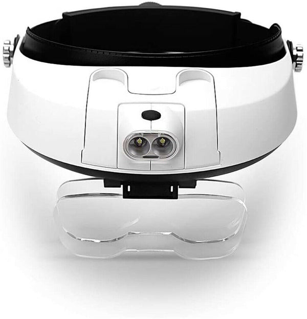 Head Mounted Magnifier Lens Lamp Jewelry Magnifying Glass Loupe LED Light Tool - Lets Party