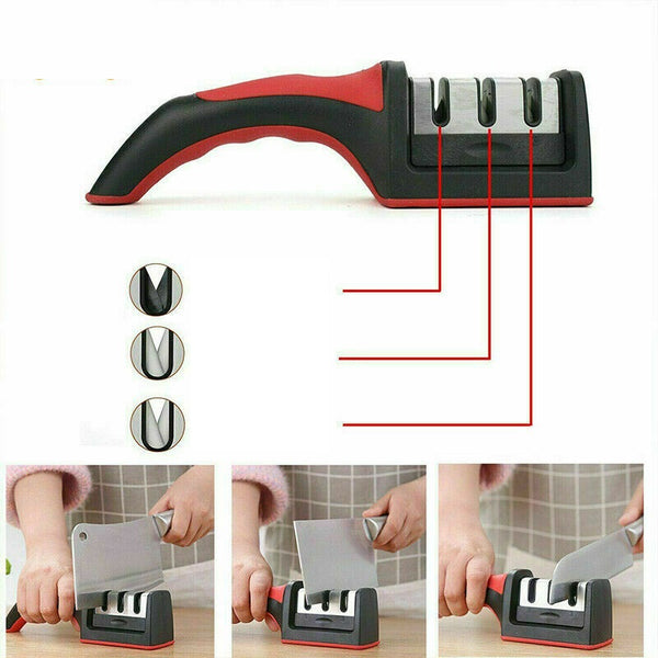 Knife Sharpener 3 Stage Kitchen Diamond Sharp Knives Sharpening Tool - Lets Party