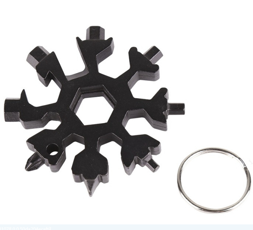 8 in 1 Stainless Multi-tool Snowflake Keychain Wrench Screwdriver Bottle Opener - Lets Party